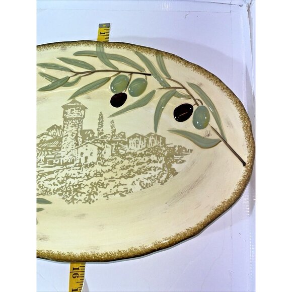 Celebration of First Press Vintage 18" Oval Olive Serving Platter by Clay Art - Picture 4 of 9